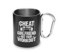 Cheat On Your Girlfriend Not Your Workout tazza in metallo moschettone manico, tazza da campeggio