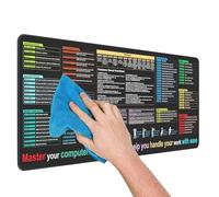Cheat Sheet - Tappetino per mouse con scorciatoie integrate - Sottomano da scrivania antiscivolo oversize resistente allo sporco accessori per computer per programmatori impiegati da ufficio
