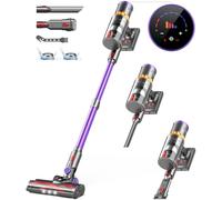 CHEBIO 45000Pa/550W/70Min Aspirapolvere senza fili, con regolazione automatica dell'aspirazione, aspirapolvere con spazzola anti-tangle e display LED per tappeti, pavimenti duri, peli di animali