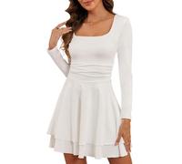 CheChury Abito Elegante Donna Vestito da Sera Maniche Lunghe Abito Corto Mini Vestiti Sexy Donna Vita Alta Abiti Cocktail Vestito Cerimonia per Capodanno Vestiti da Ballo Linea Casual Discoteca Party