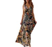 CheChury Abito Lungo Estivo Elegante Donna Senza Maniche - Vestito Maxi Floreale Scollo a V - Casual Boho da Vacanze Spiaggia
