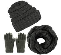 CheChury Cappelli Invernali Donna Cappelli da Donna Invernali Sciarpa Guanti Invernali Guanti Touch Screen Invernali Winter Set Sciarpa 3 Pezzi