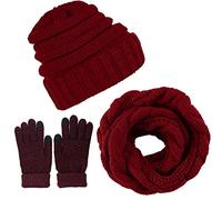 CheChury Cappelli Invernali Donna Cappelli da Donna Invernali Sciarpa Guanti Invernali Guanti Touch Screen Invernali Winter Set Sciarpa 3 Pezzi