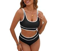 CheChury Costume da Bagno Donna A Vita Alta Due Pezzi Bikini Set Push Up Costumi da Mare Bikini Top Imbottito Reggiseno Abiti da Spiaggia Regolabile Beachwear Estate Swimwear Costume da Bagno Surf