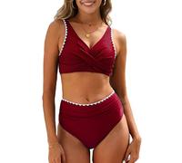 CheChury Costume da Bagno Donna Bikini Push up Costumi da Bagno Bikini Set Regolabile Reggiseno Spiaggia Push Up Imbottito con Pantaloncini Vita Alta da Bagno Sexy Brasiliana Beachwear Swimwear