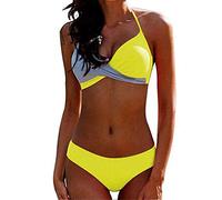 CheChury Costume da Bagno Donna Due Pezzi Set Bikini Mare Sexy Push Up Imbottito Reggiseno Tankini Halter Swimwear Sportivo Estate Beachwear