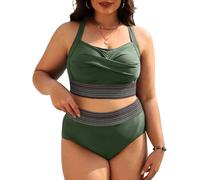 CheChury Costume da Bagno Donna Vita Alta Due Pezzi Bikini Set Taglie Forti Costumi da Mare Donna Bikini Top Push up Imbottito Reggiseno Costume Due Pezzi Sexy Costumi da Bagno Donna Curvy Swimwear