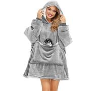 CheChury Felpa con Cappuccio Oversize Unisex Felpa con Gigante Tasche Calda e Confortevole Coperta Manica Lunga Super Morbida Pullover Adatta per Adulti Uomini Donne Adolescenti,Taglia Unica,Grigio