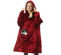 CheChury Felpa con Cappuccio Oversize Unisex Felpa con Gigante Tasche Calda e Confortevole Coperta Manica Lunga Super Morbida Pullover Adatta per Adulti Uomini Donne Adolescenti,Taglia Unica,Vino