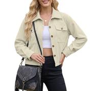 CheChury Giacca Donna in Velluto a Coste Casual Colletto Rivoltato Vintage | Giubbotto con Bottoni e Tasche Elegante Jacket Leggero Chic Cappotto Corto Trendy Giacche Primavera Autunno Mezza Stagione