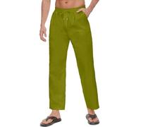 CheChury Pantaloni Lino Uomo Estivi Casual Loose Pantaloni Traspirante Lungo Leggero Estivo Slim Elastic con Comodo Cordoncino per Le Vacanze e la Spiaggia