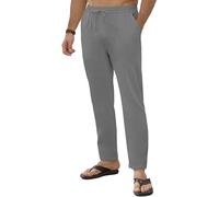 CheChury Pantaloni Uomo Larghi Estivi di Lino e Cotone Pantaloni Casual Uomo Estivo Pantalone Leggeri Spiaggia Vacanza Eleganti Pantalone Yoga Comodi Baggy Elastici in Vita con Coulisse e Tasche