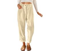 CheChury Pantaloni Velluto A Coste Donna Pantaloni a Sigaretta Inverno Elastico Vita Alta Comodi Pantalone Larghi a Gamba Dritta Pantalone Harem Eleganti Palazzo con Tasche Casual Streetwear Autunno