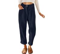 CheChury Pantaloni Velluto A Coste Donna Pantaloni a Sigaretta Inverno Elastico Vita Alta Comodi Pantalone Larghi a Gamba Dritta Pantalone Harem Eleganti Palazzo con Tasche Casual Streetwear Autunno