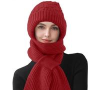 CheChury Sciarpa con Cappuccio 2 in 1 Cappello Donna Invernale Cappello Maglia con Sciarpa Cappello Calda Beanie Termico Berretto in Pile Passamontagna a Maglia Cappello da Sci Inverno Cappello Donna