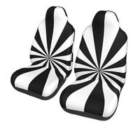 Check and Stripes - Coprisedili per auto in bianco e nero, set da 2 pezzi, protezioni per sedili anteriori in stile bucket per auto, camion e SUV, tessuto traspirante, facile installazione