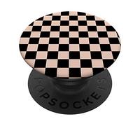 Checkerboard Black and Rose Pink Checkered Pattern PopSockets PopGrip: Impugnatura per Telefoni Cellulari e Tablet Intercambiabile