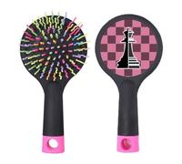 Checkerboard Queen Black Word Chess Salon Spazzola per capelli districante base cuscino