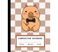 Checkered Capybara Notebook: Cute Brown Composition Book with Bowtie Capybara: Beige Checkerboard Aesthetic for Boys or Neutral Style | 7.5" x 9.25" | Wide Ruled | 120 Pages