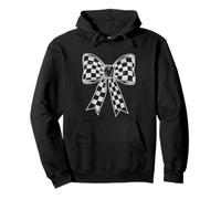 Checkered Coquette Bow Flag Car Racing Lover Race Day Felpa con Cappuccio
