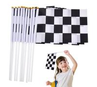 Checkered Flag Banner - 10 Pcs Hand-Held Race Flags | Polyester Stick