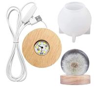 Chedin Stampo in silicone rotondo fai-da-te con portalampada, stampi in resina epossidica con sfera per lampada a LED, stampo in resina artigianale per lampada da tavolo piccola (set di stampi in sili