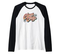 Cheech & Chong Vintage Script Distressed Leaf Logo Maglia con Maniche Raglan