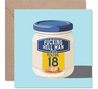 Cheeky 18th Birthday Card - Well That Escalated Quickly - Jar Graphic con testo in grassetto 'HELL MAN YOU'RE 18' - 145 mm quadrato, busta inclusa