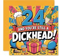 Cheeky 24th Birthday Card - Still a Legend at 24 - Bold Party Graphics con allegro umorismo sfacciato - Sure to Get a Laugh from Mates - 145 mm quadrato, busta inclusa