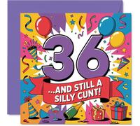 Cheeky 36th Birthday Card - Bold Laughs for the Big 36 - vivace design multicolore con grafica giocosa - 145 mm quadrato, busta inclusa