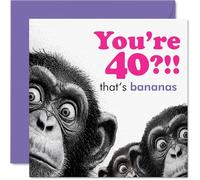 Cheeky 40th Birthday Card - That's Bananas - Playful Chimp Faces e Bold Pink Lettering Bring the Laughs - 145 mm quadrato, busta inclusa