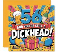 Cheeky 56th Birthday Card - Bold Banter for the Big 56 - colori vivaci e messaggio impenitente - 145 mm quadrato, busta inclusa