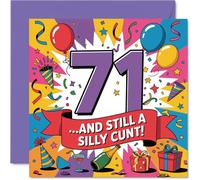 Cheeky 71° compleanno card - Bold Laughs at 71 - vivace design multicolore con motivo giocoso - garantito per shock e divertimento - 145 mm quadrato, busta inclusa