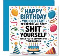Cheeky Birthday Card - Full On Birthday Banter - coriandoli multicolore, candele e un messaggio esilarante e sfacciato - quadrato da 145 mm, busta inclusa