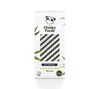 Cheeky Panda Cannucce Bamboo con Strisce Nere - 250 Cannucce da 200mm