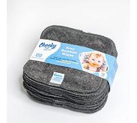 Cheeky Wipes - 25 salviette lavabili in spugna di bambù, 15 x 15 cm, riutilizzabili, colore grigio, perfette per mani e viso del bambino