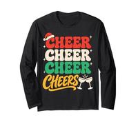 Cheer Cheer Cheer Cheers Funny Christmas Drinking Party Maglia a Manica