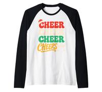 Cheer Cheer Cheer Cheers Funny Christmas Drinking Party Maglia con Maniche Raglan