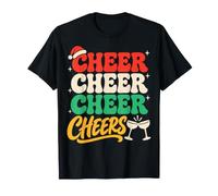 Cheer Cheer Cheer Cheers Funny Christmas Drinking Party Maglietta