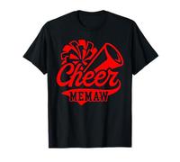 Cheer Memaw - Pompon con stampa leopardata, colore: nero e rosso Maglietta