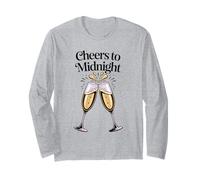 Cheer To Midnight Clinking Bicchieri di Champagne Capodanno Maglia a Manica