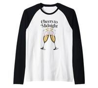 Cheer To Midnight Clinking Bicchieri di Champagne Capodanno Maglia con Maniche Raglan