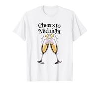 Cheer To Midnight Clinking Bicchieri di Champagne Capodanno Maglietta