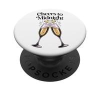Cheer To Midnight Clinking Bicchieri di Champagne Capodanno PopSockets PopGrip Adesivo