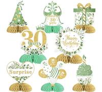 Cheereveal 8 centrotavola a nido d'ape per 30° compleanno, verde salvia, decorazioni da tavola per il 30° compleanno, per donne e uomini, decorazioni da tavola per feste di compleanno trent'anni