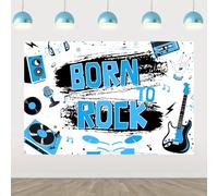 Cheereveal Blu 1,5 x 0,9 m Born to Rock Party Decorazioni, Rock and Roll Compleanno Sfondo Decorazione, Band Musica e Orchestra Hip Pop Sfondo, Baby Shower Fotografia Puntelli Forniture