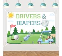 Cheereveal Golf Baby Shower Decorazioni, 5 x 3 ft conducente e pannolini, sfondo per feste di golf, tema sportivo, sesso per feste di compleanno, cabina fotografica, oggetti di scena