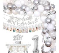 Cheereveal Onederland - Decorazioni per il primo compleanno, con palloncini a forma di fiocco di neve, kit con ghirlanda invernale Onederland per seggiolone, topper per torta per primo compleanno
