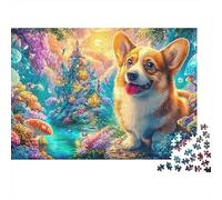 Cheerful Corgi in A Colorful Fantasy World Puzzle Da 1000 Pezzi Cute Dog Gioco Di Sfida Per Uomini, Donne E Anziani 52x38cm/1000pcs