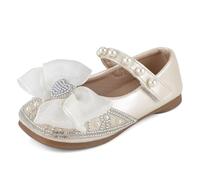 Cheerful Mario 1-5 Anni Scarpe Principessa Bambina Ballerine per Bambine e Ragazze Mary Jane Basse Scarpe per Bimba Imitazione di Perla Bianco 27 EU